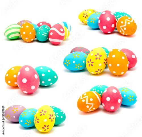 Collection of photos perfect colorful handmade easter eggs