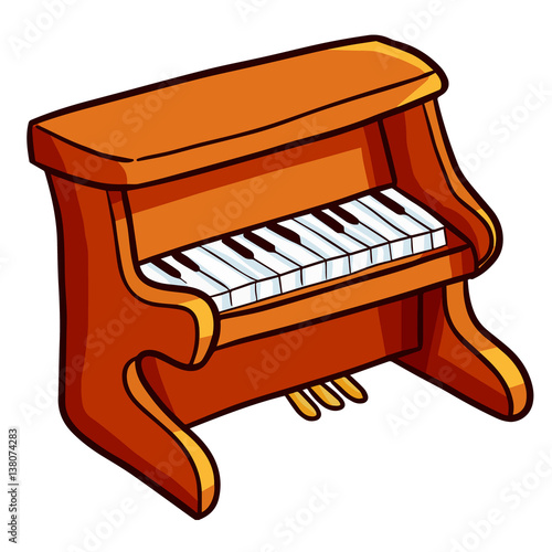 Funny and cute brown old piano in cartoon style - vector. | Buy Photos ...