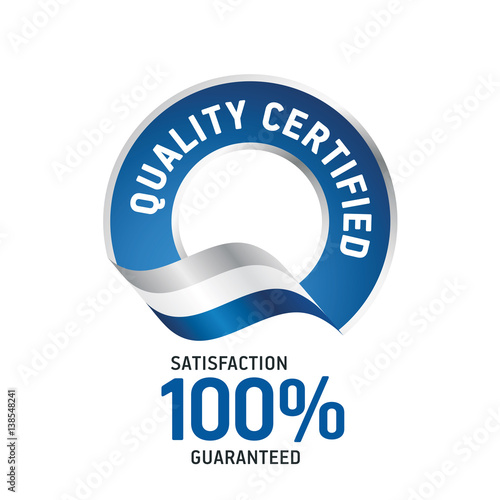 Quality Certified blue ribbon label logo icon © simbos