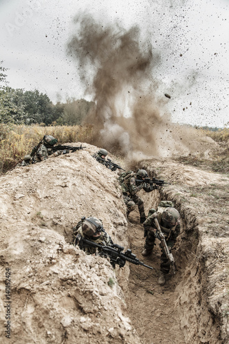 Poster Squad of elite french paratroopers of 1st Marine Infantry Parachute Regiment RPI