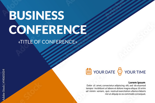 Business conference invitation concept. Colorful simple geometric background. Template for banner, poster, flyer, magazine page. Vector eps 10. © alexandertrou