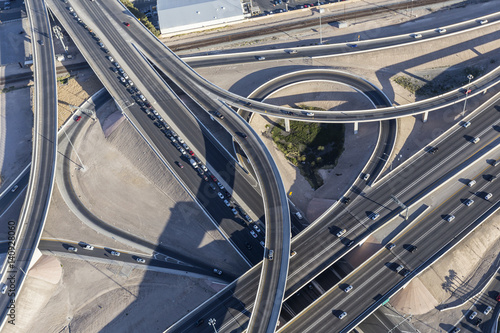 Poster Aerial view of downtown Las Vegas interstate 15 freeway interchange known locally as the spaghetti bowl