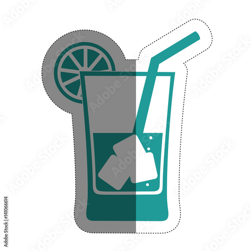 drink with ice subes over white background. vector illustration