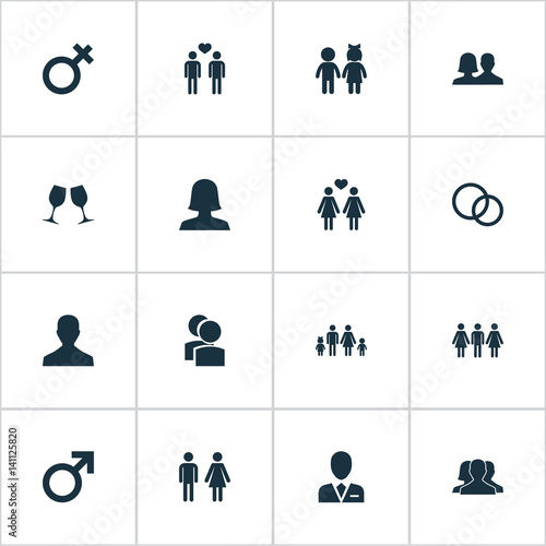 Vector Ilration Set Of Simple Icons Elements Spouse Vector Ilration Set Of Simple Icons Elements Spouse Woman Husband Synonyms