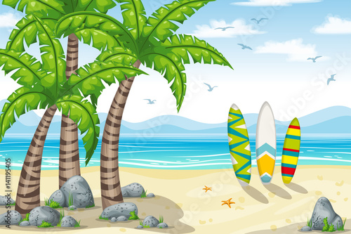plakat,-ocean,-palmy,-tropikalny-krajobraz