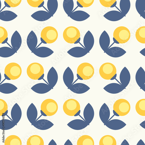  seamless retro pattern with flowers