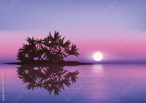 île déserte - île - coucher de soleil - Maldives - vacances - soleil couchant - 