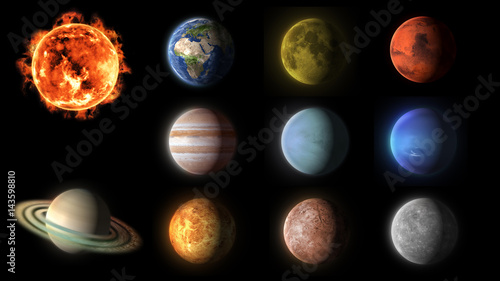 Obraz na płótnie solar system planets collection