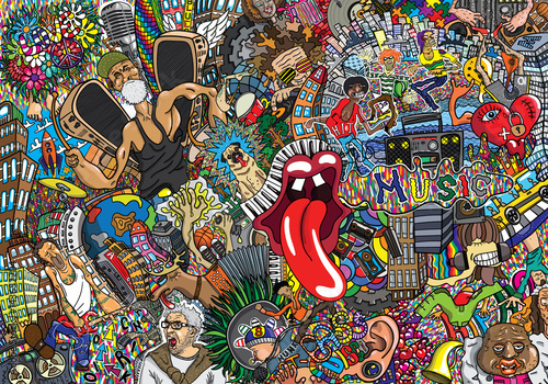 musikcollage-auf-einer-grosen-backsteinmauer-graffiti
