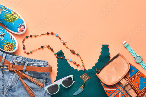Obraz na plátně Fashion Design Hipster Accessories. Urban Outfit