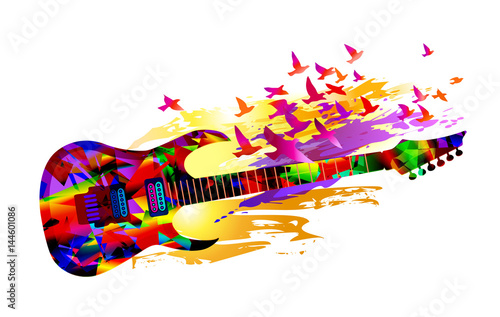 fondo-de-musica-colorida-pancarta-con-guitarra-electrica-y-pajaros
