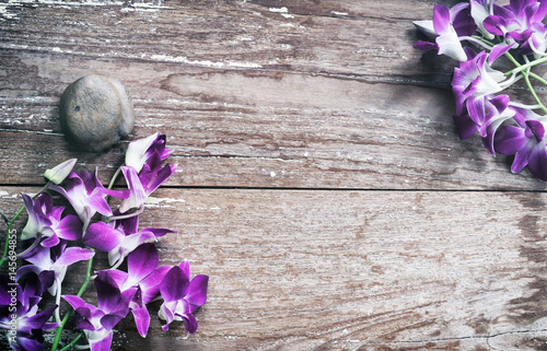 Orchid flower on wood