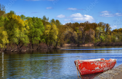 Old red boat