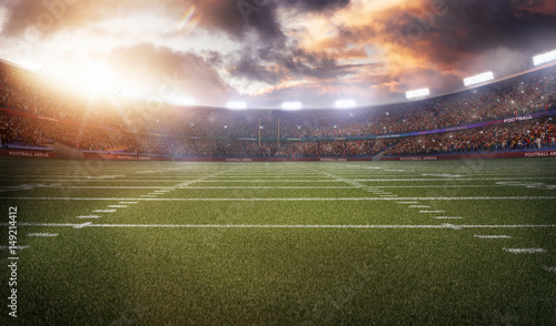 american football stadium 3D in light rays render