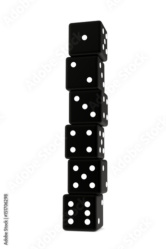  3d illustration of black and white dices isolated 