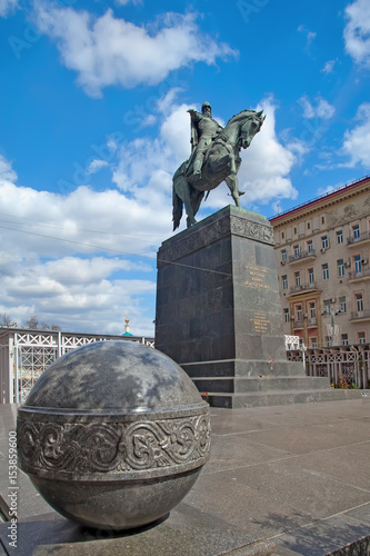 Poster Monument of founder of Moscow - Yuri Dolgorukiy at Tverskaya Square in Moscow