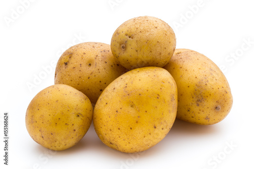 Raw potato isolated on white background.