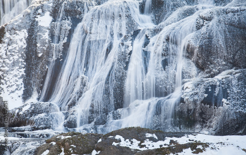 Lacobel Ice waterfall in winter season Fukuroda Falls , Ibaraki prefecture , Japan