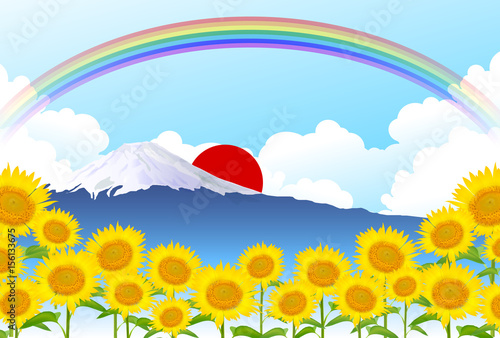 ひまわり　夏　風景　背景