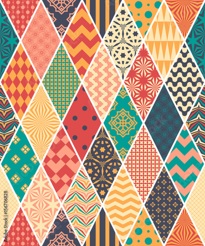  Seamless pattern in style of patchwork. Vector.