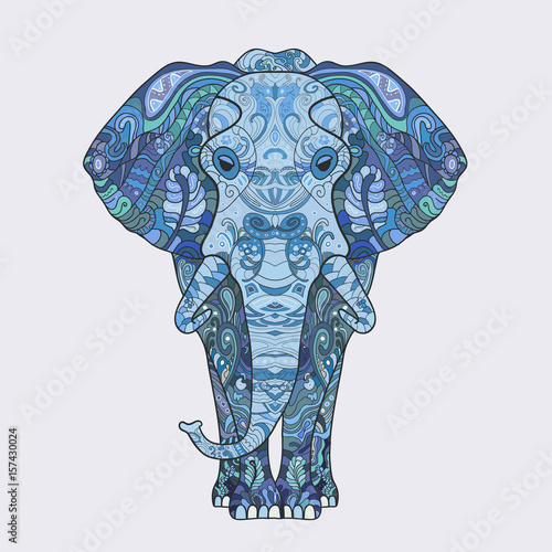 Obraz na płótnie Elephant with a floral pattern