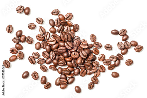 coffee beans on white, top view © amy_lv