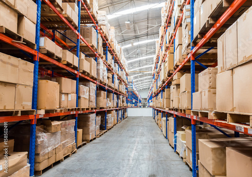 Warehouse storage of retail merchandise shop.