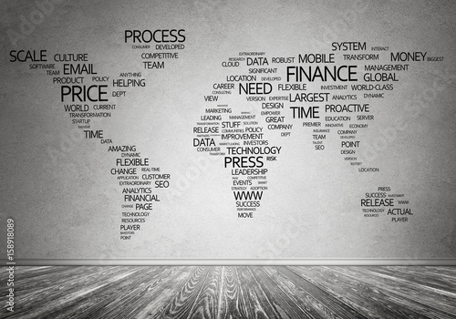 Lacobel World map in typography
