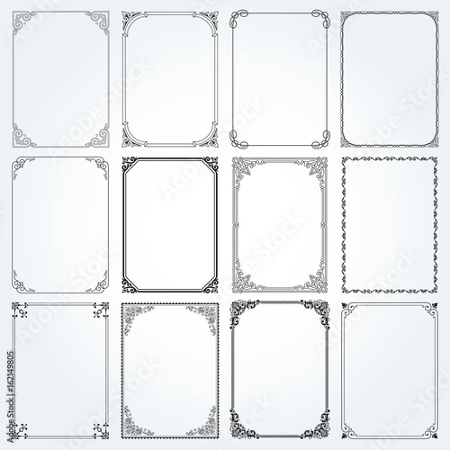 Decorative rectangle frames and borders set vector