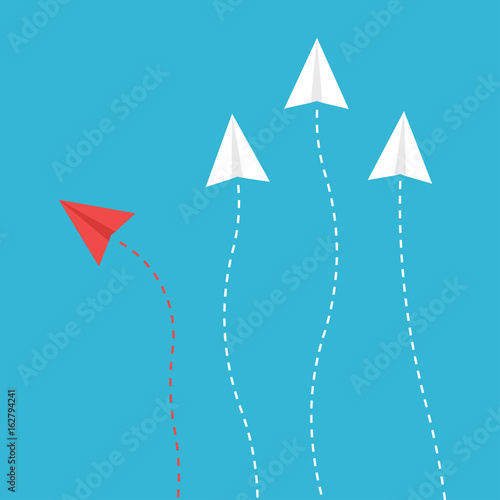 Think differently with rocket paper. Vector illustration.