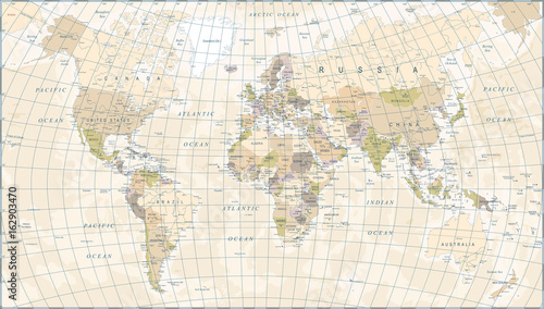 Obraz na płótnie Vintage World Map - Vector Illustration
