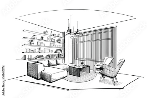 Awesome Living Room Interior Design Sketch