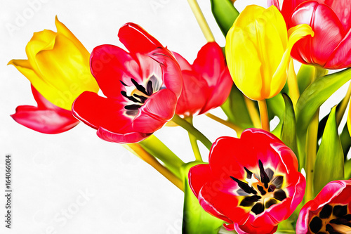 digital-painting-of-fresh-tulip-flowers-in-a-colorful-spring-bouquet-on-a-white-background