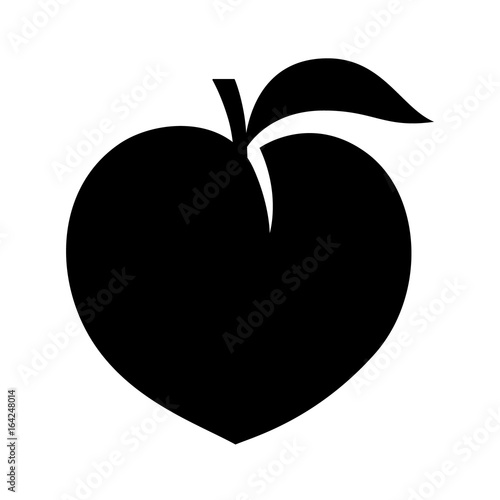 Peach fruit or nectarine with leaf flat vector icon for food apps and websites © martialred