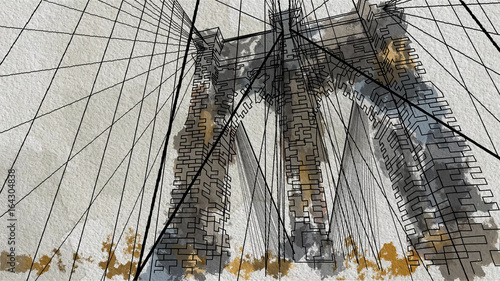 akwareli-stylowa-ilustracja-most-brooklynski-w-nowy-jork-widok-w-dol