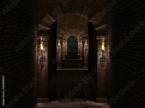 corredor-medieval-y-puerta-del-castillo-de-hierro