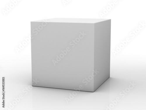 Blank box on white background with reflection. 3D rendering