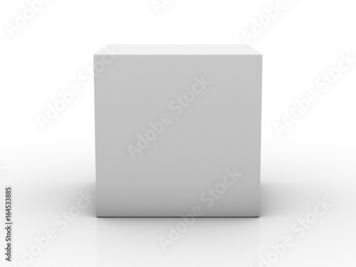 Blank box on white background with reflection. 3D rendering