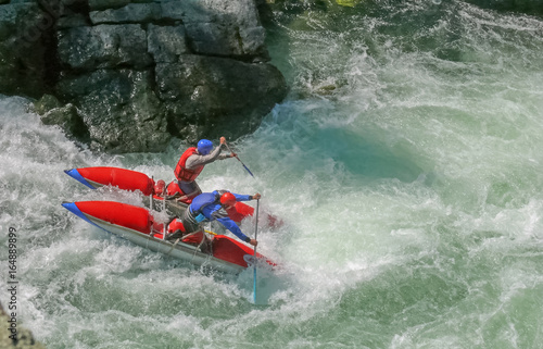 Extreme rafting, Altai, Chuya river, Altai. Surmounting obstacle