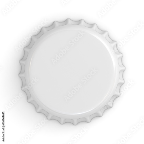 Blank white bottle cap isolated on white background with shadow . 3D rendering.