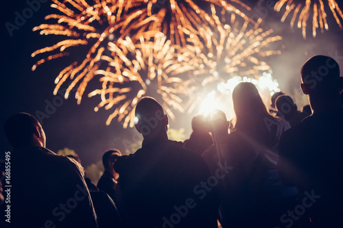 Crowd watching fireworks
