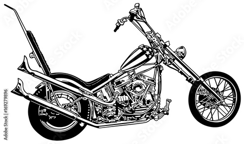 amerykanski-motocykl,-chopper,-biale-tlo,-plakat