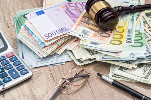 Dollar Euro Gavel Gles Calculator And Pen Photos Ap Dollar Euro Gavel Gles Calculator And Pen