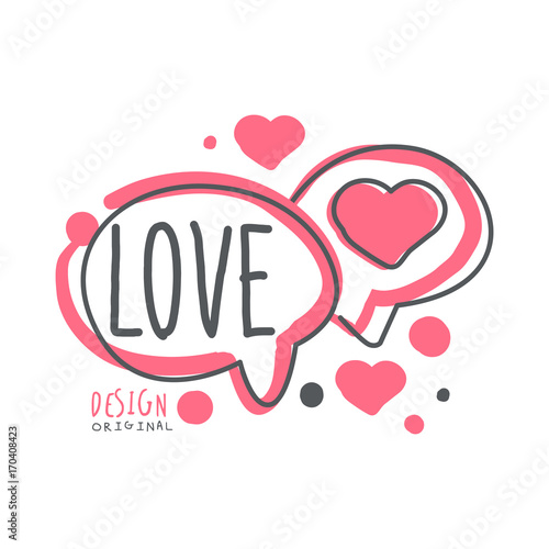Obraz na płótnie Love logo template, colorful hand drawn vector Illustration