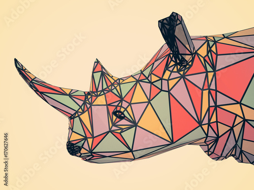 Obraz na płótnie 3D illustration of rhinoceros flat head