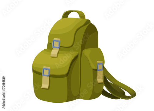 Backpack isolated icon in cartoon style, bag for travelling, camping ...
