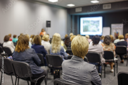 Business woman and people Listening on The Conference. Horizontal Image © Aleksandr Matveev