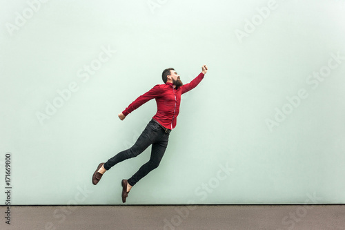 Superman style. Enthusiasm concept