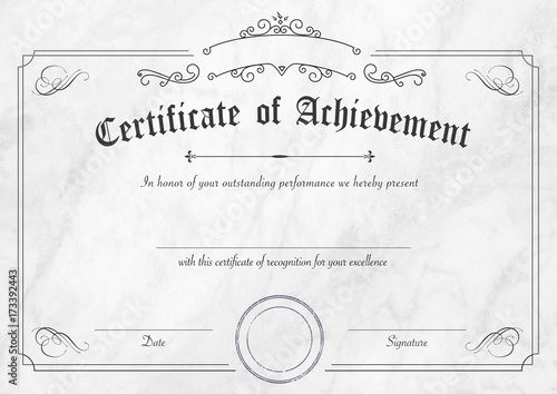 retro certificate of achievement paper template with modern white