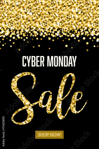 Cyber Monday Glitter Sale Vector Illustration 1